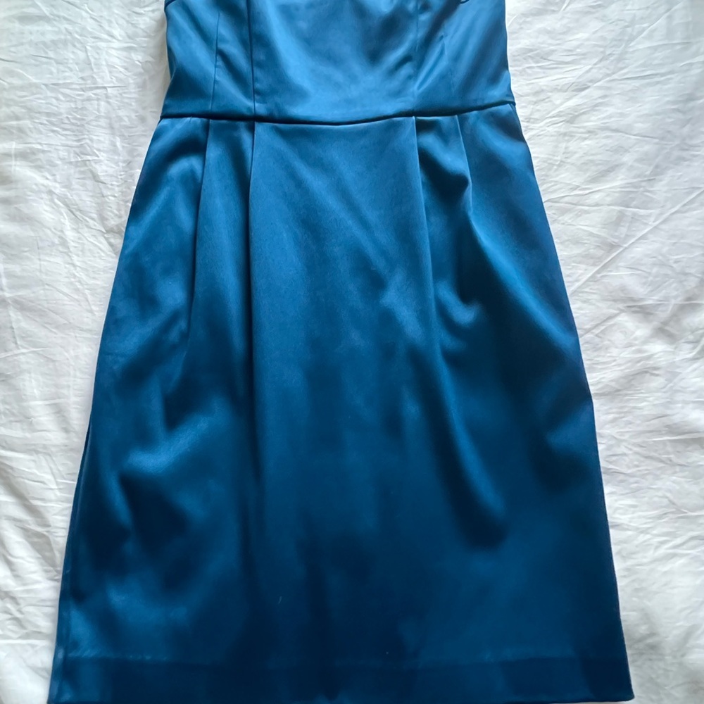 Gorgeous Blue Strapless Satin Mini Dress from Express - size 4 Vintage - Picture 3 of 3